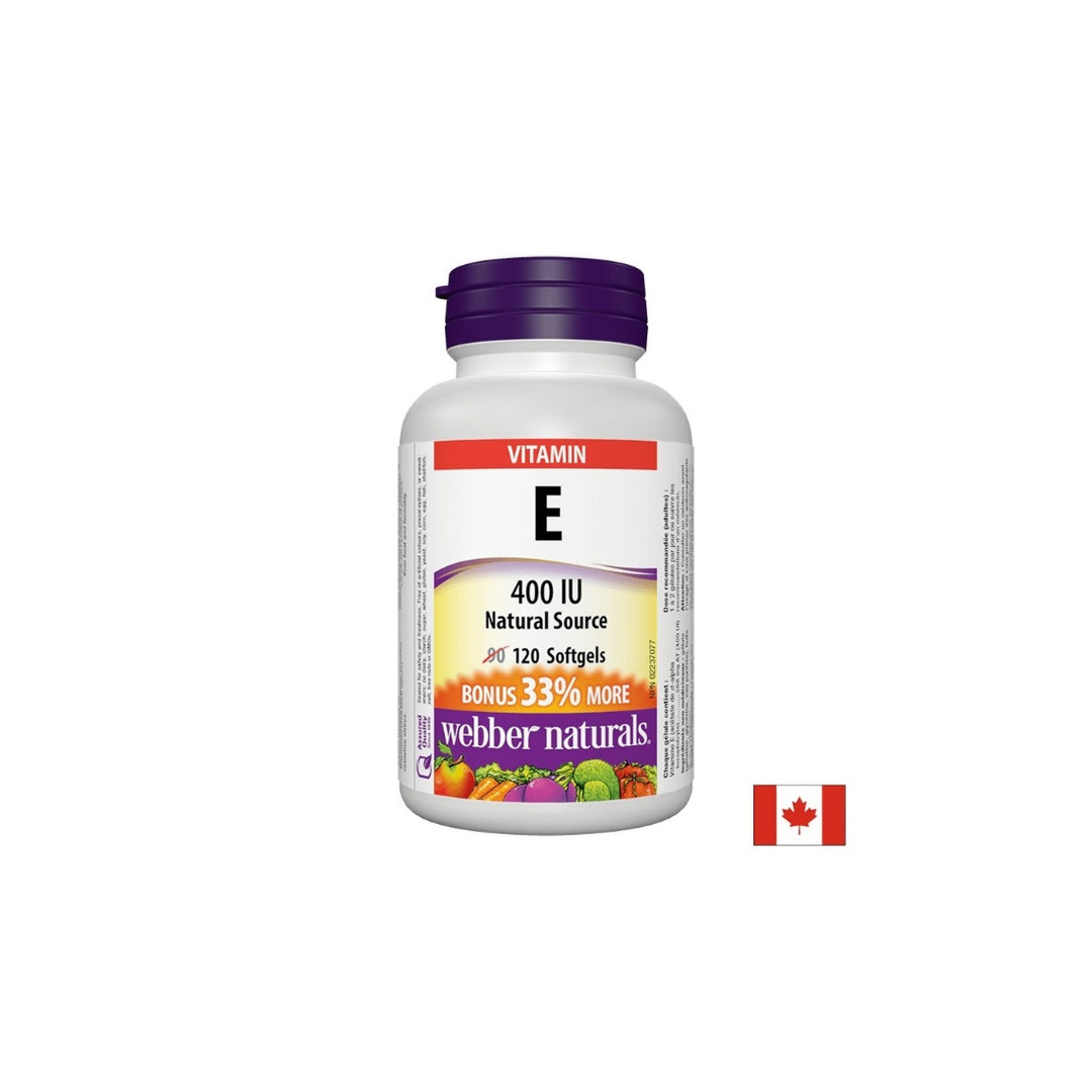 Webber Naturals Vitamin E 400 IU / 120 softgel capsules - GetMorePower.bg
